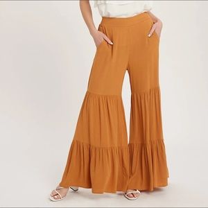 Tiered Ruffle High Waisted Wide-Leg Pants